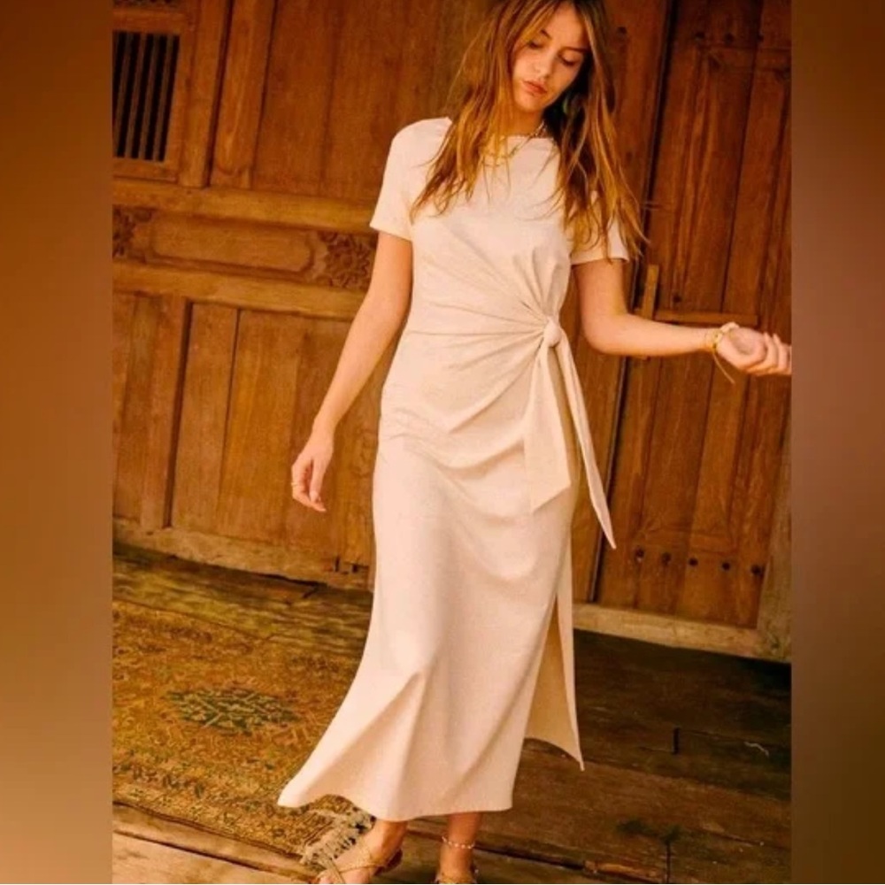 Sézane Cream Midi Knot Dress
